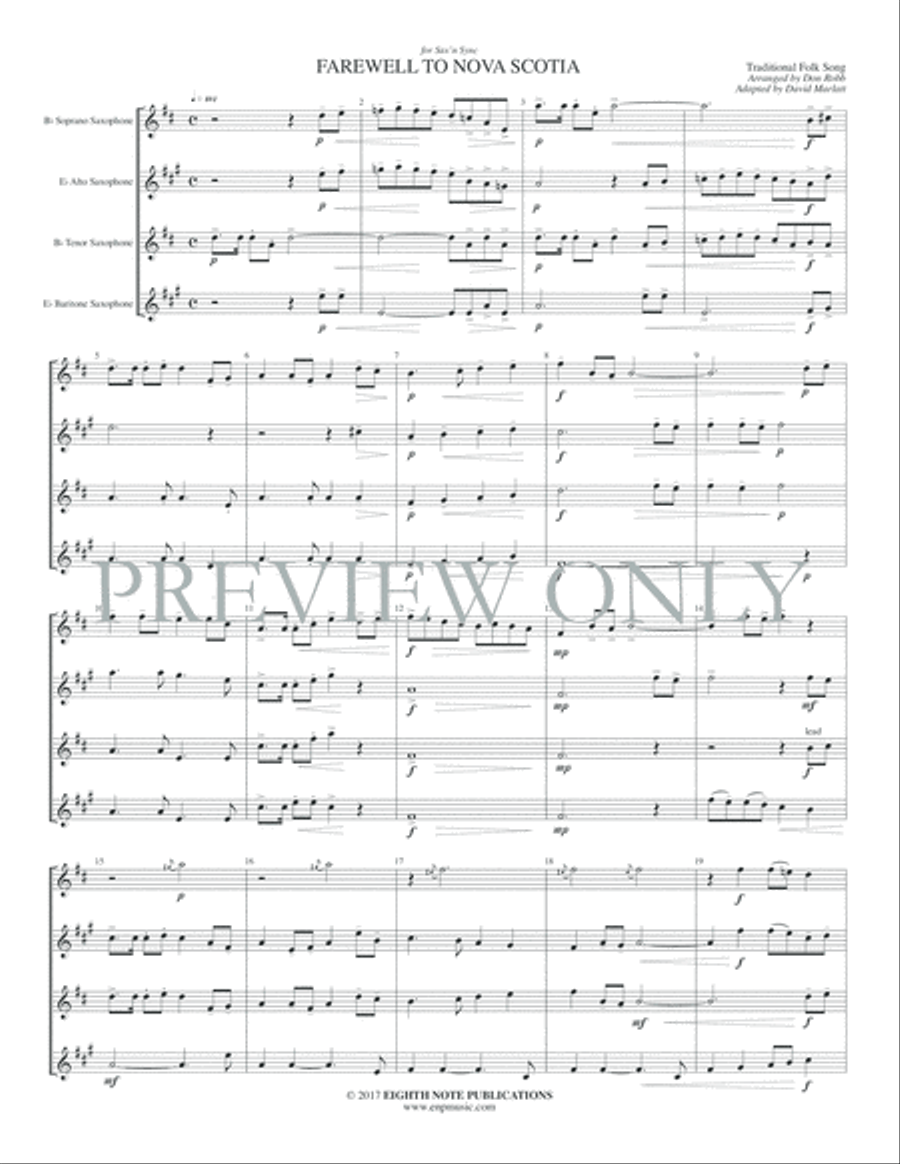 Farewell to Nova Scotia Small Ensemble scores gallery preview page 3