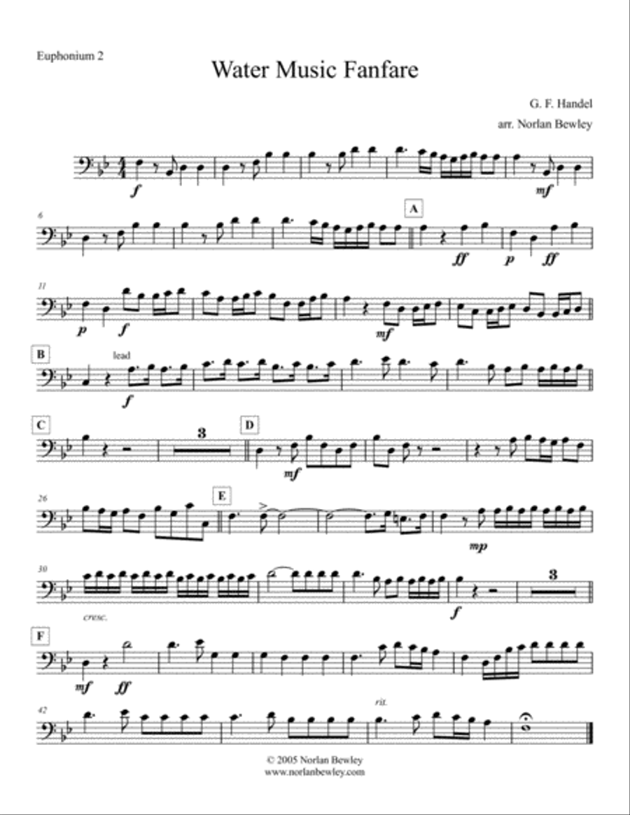 Water Music Fanfare - Tuba/Euphonium Quartet Brass Ensemble scores gallery preview page 5