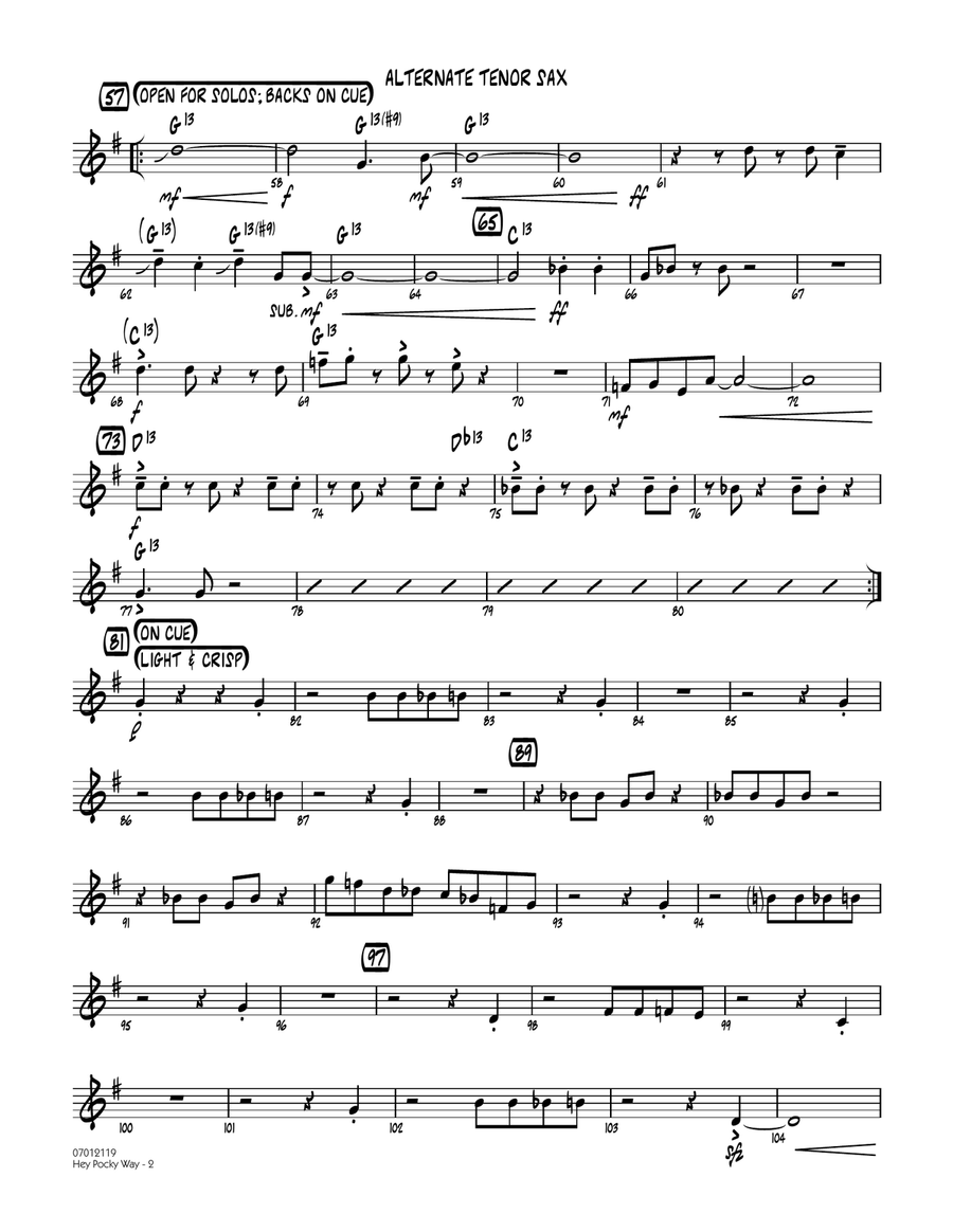 Hey Pocky Way - Alternate Tenor Sax Jazz Ensemble scores gallery preview page 2