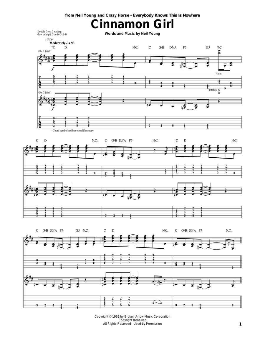 Cinnamon Girl Cinnamon Girl Acoustic Guitar scores gallery preview page 1