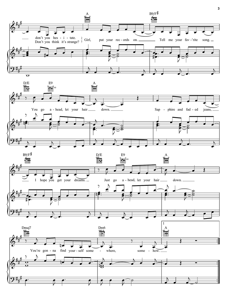 Put Your Records On Piano, Vocal, Guitar scores gallery preview page 3