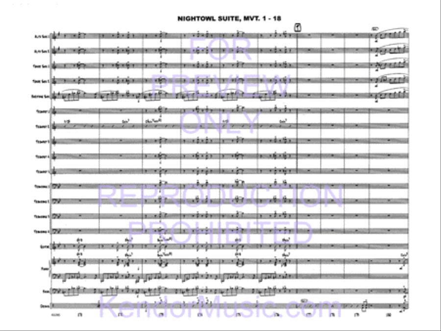 Nightowl Suite, Movement 1 (11 p.m. - Searching For Birdland) Jazz Ensemble scores gallery preview page 20
