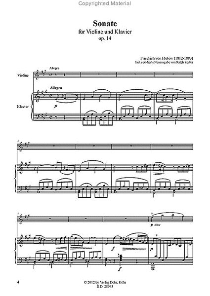 Sonate für Violine und Klavier A-Dur op. 14
