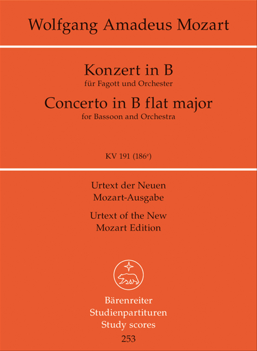 Concerto for Bassoon and Orchestra B flat major, KV 191(186e)