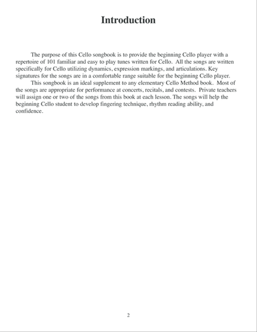 101 Easy Songs for Cello Cello scores gallery preview page 3