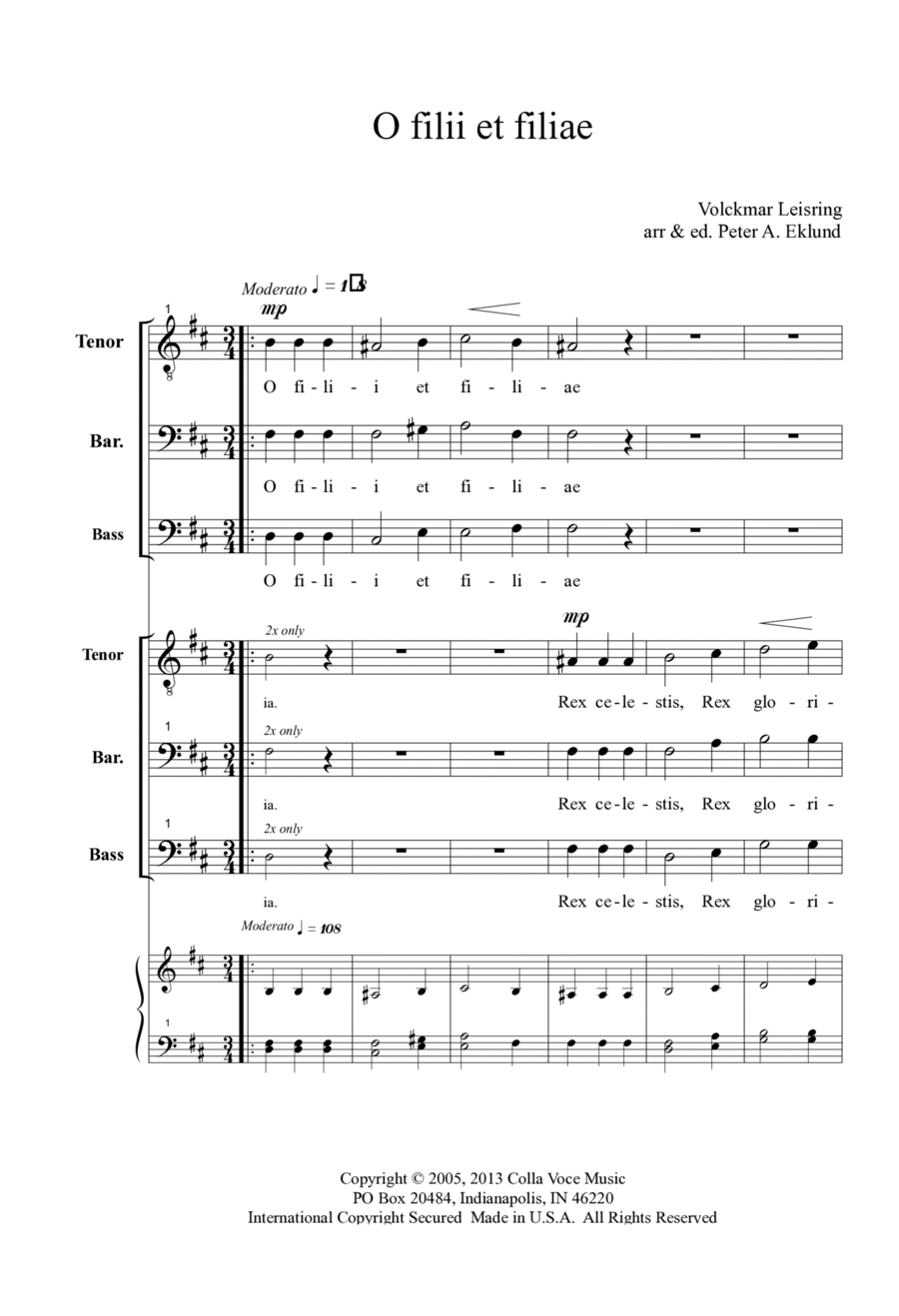 O Filii Et Filiae TTBB scores gallery preview page 1