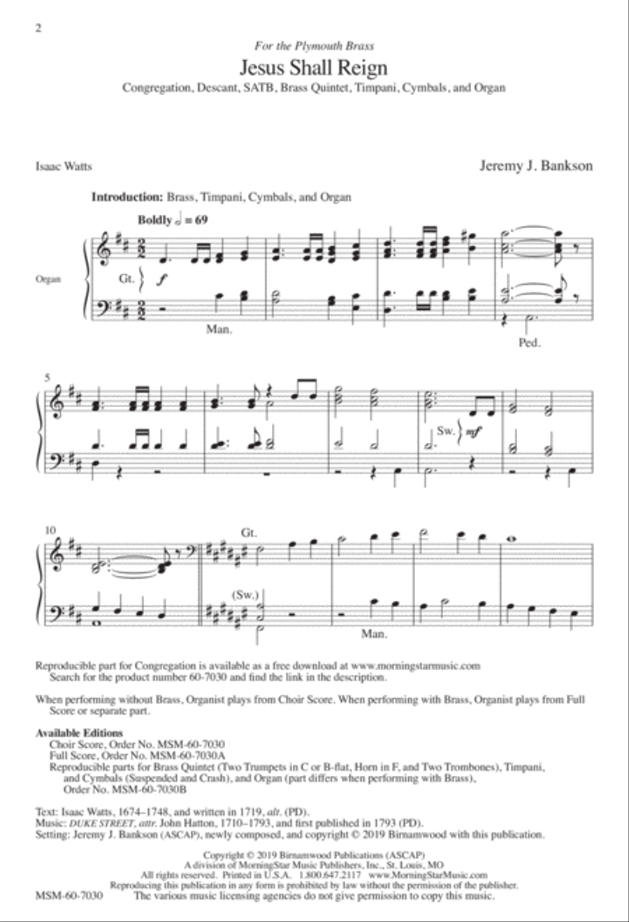 Jesus Shall Reign 4-Part scores gallery preview page 1