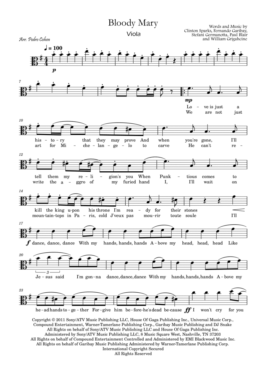 Bloody Mary Viola Solo scores gallery preview page 1