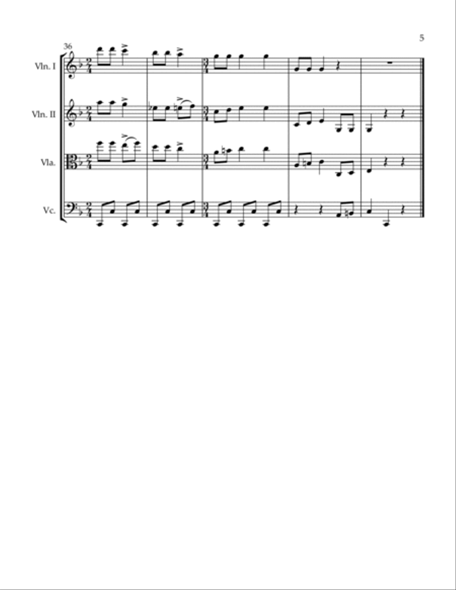 3 Romanian Carols Series 1 #8, 9, 10 String Quartet scores gallery preview page 5