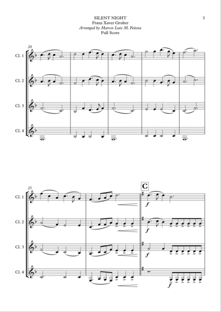 Silent Night - Clarinet Quartet Clarinet Quartet scores gallery preview page 5