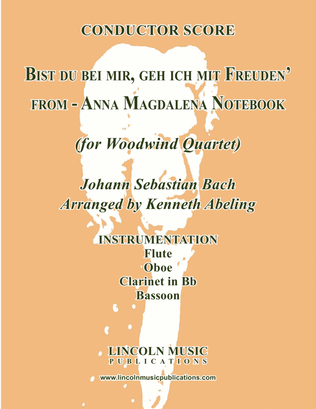Book cover for Bist du bei mir, geh ich mit Freuden' (for Woodwind Quartet)