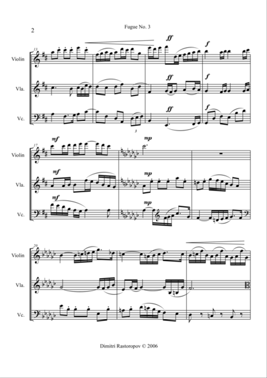 Fugue for string trio String Trio scores gallery preview page 2