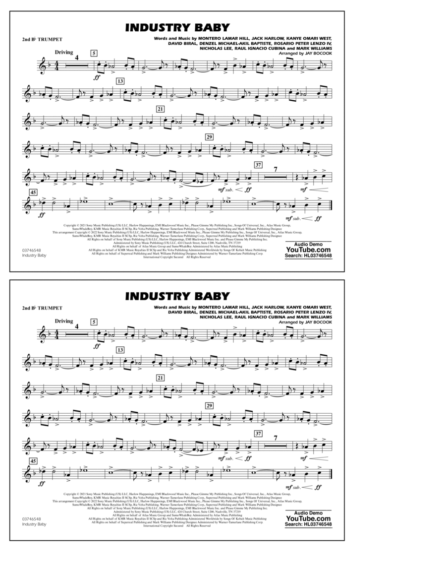 Industry Baby (arr. Jay Bocook) - 2nd Bb Trumpet