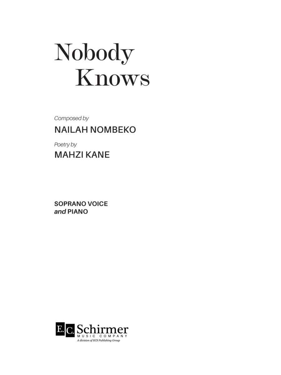 Nobody Knows Soprano Voice scores gallery preview page 1