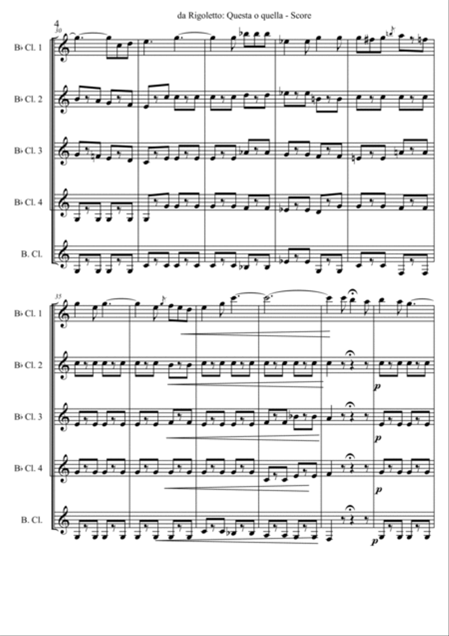 Famous Arias from Rigoletto Woodwind Quintet scores gallery preview page 4