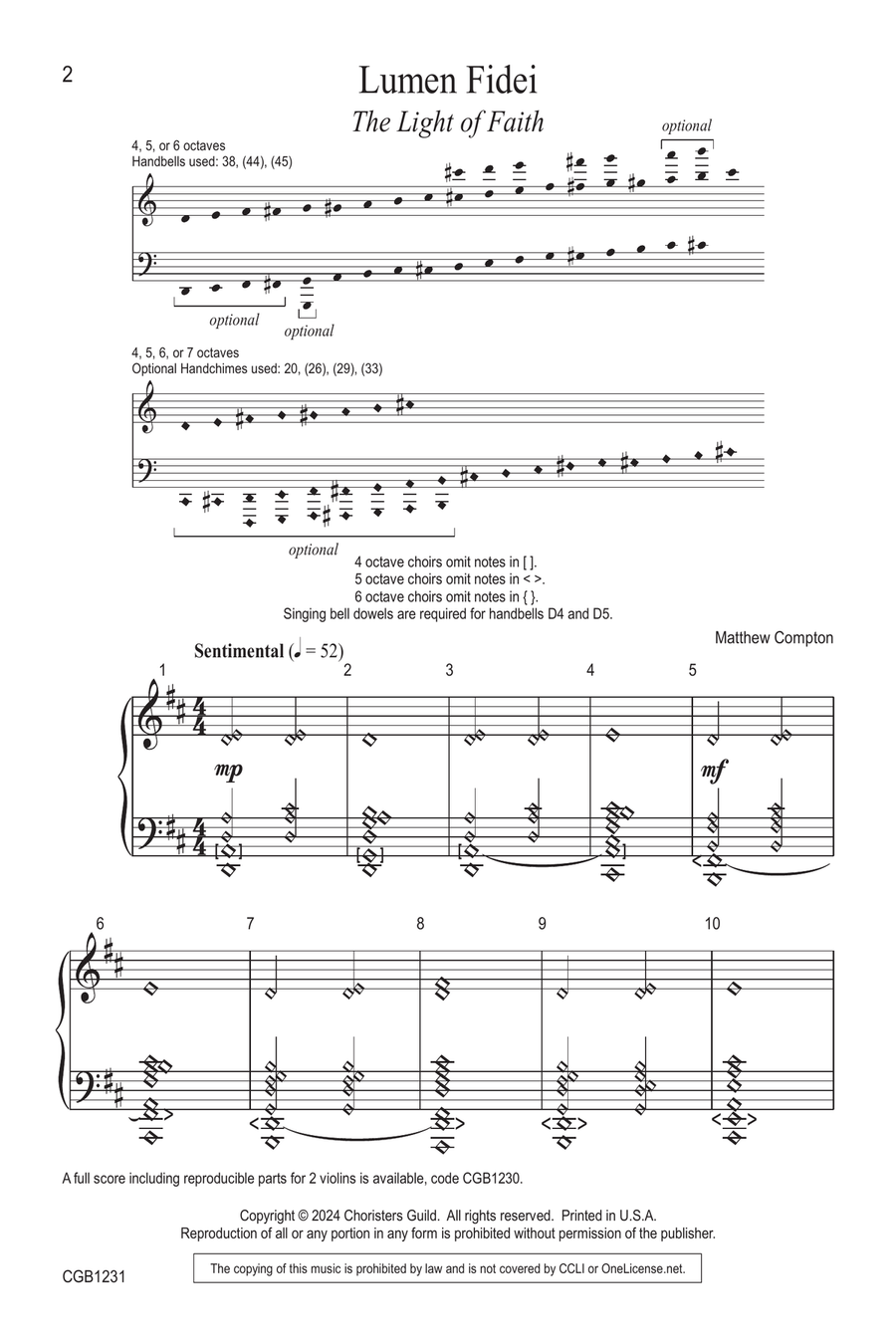 Lumen Fidei - Handbell Parts Handbell Choir scores gallery preview page 2