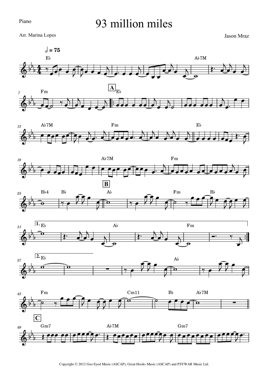 93 Million Miles 93 Million Miles Small Ensemble scores gallery preview page 1