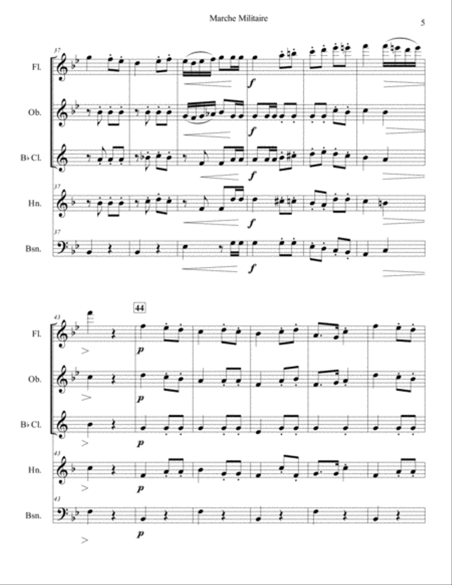 Marche Militaire for Woodwind Quintet Woodwind Quintet scores gallery preview page 5
