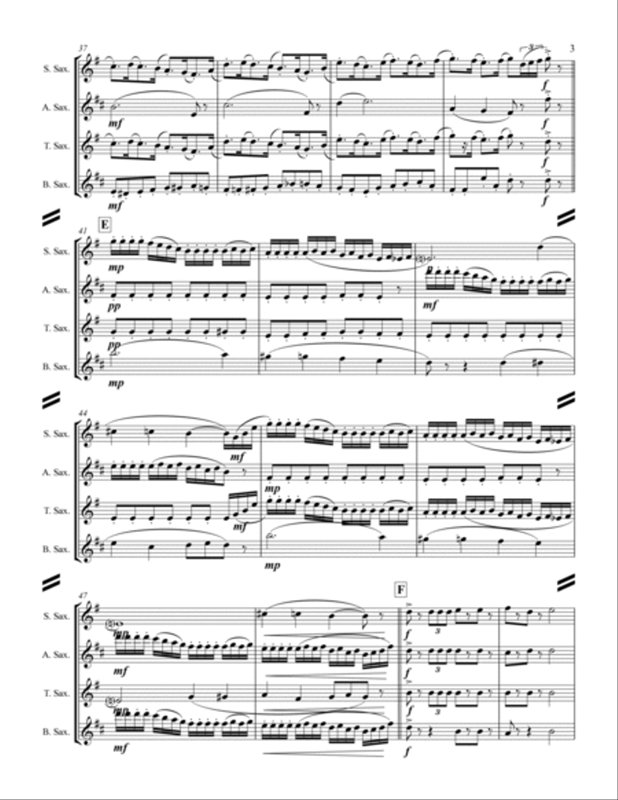 The Nutcracker Suite - 2. Marche (for Saxophone Quartet SATB) Saxophone Quartet scores gallery preview page 4