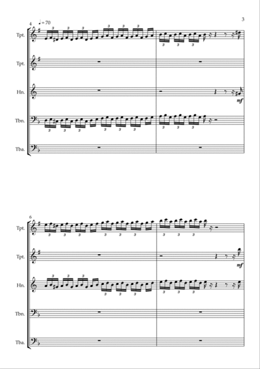 Toccata and Fugue in D minor for Brass quintet Brass Quintet scores gallery preview page 3