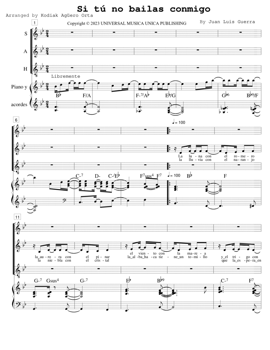 Si Tu No Bailas Conmigo Si Tu No Bailas Conmigo 3-Part scores gallery preview page 1