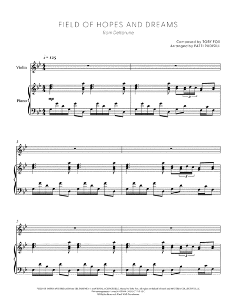 Field of Hopes and Dreams (from DELTARUNE) (for Solo Violin with Piano Accompaniment) Violin Solo scores gallery preview page 2