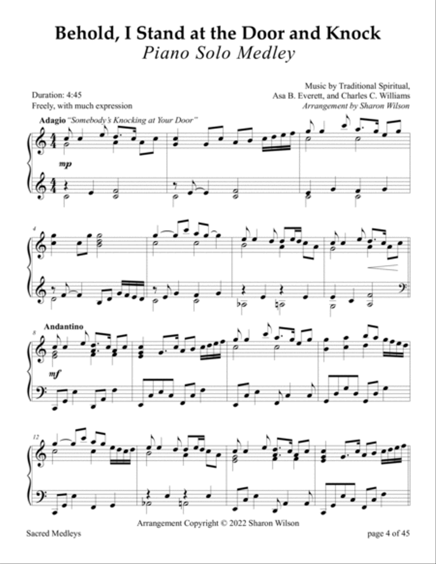 Sacred Medleys: Hymns and Spirituals, Book 1 (A Collection of 10 Medleys for Solo Piano) Piano Solo scores gallery preview page 5