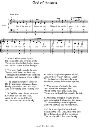 God of the seas. A new tune to a wonderful Isaac Watts hymn.