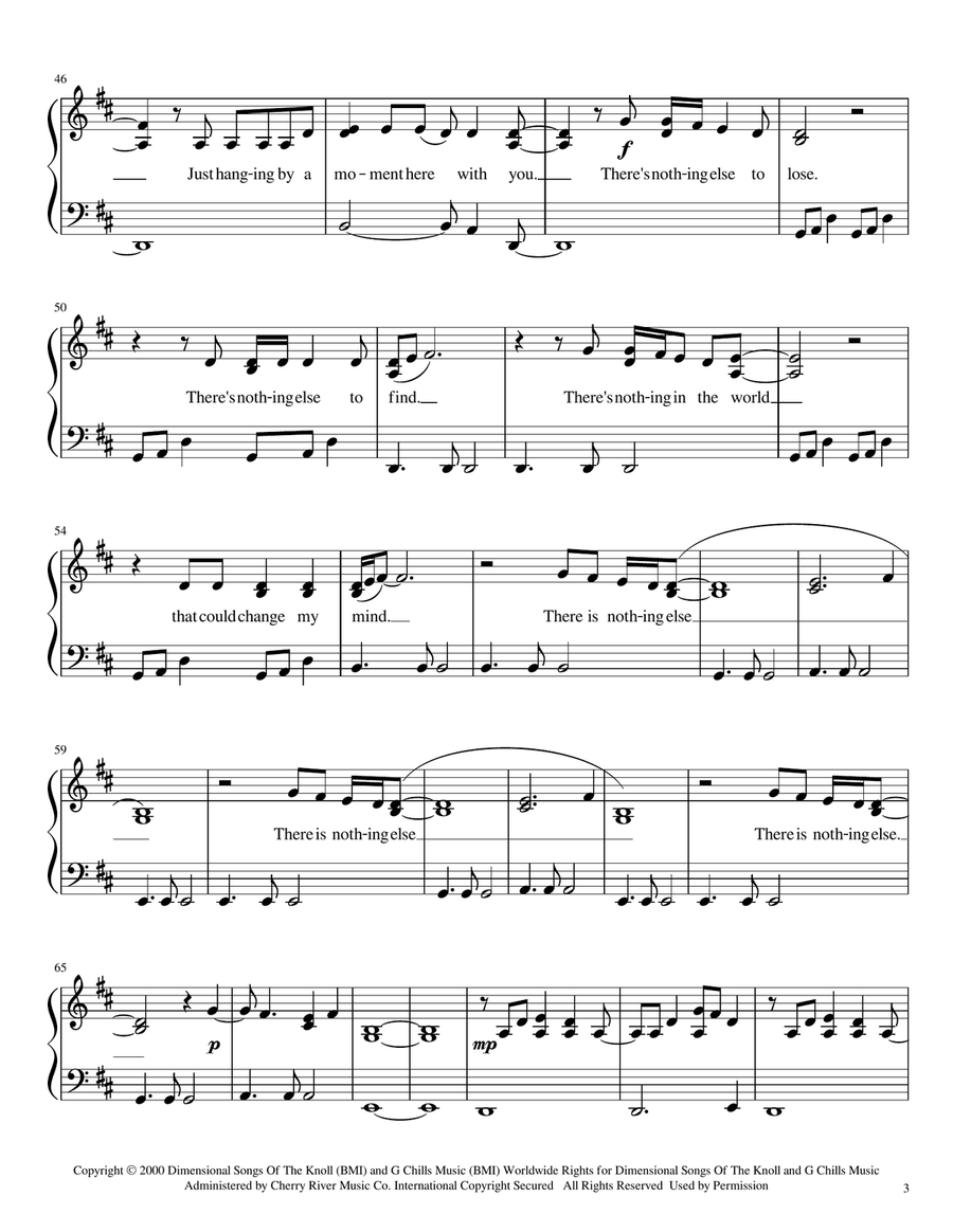 Hanging By A Moment Hanging By A Moment Piano Solo scores gallery preview page 3