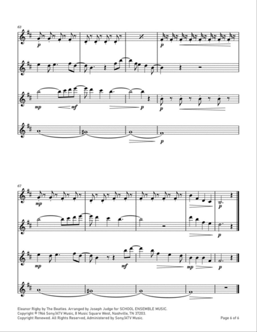 Eleanor Rigby Eleanor Rigby Clarinet Quartet scores gallery preview page 6