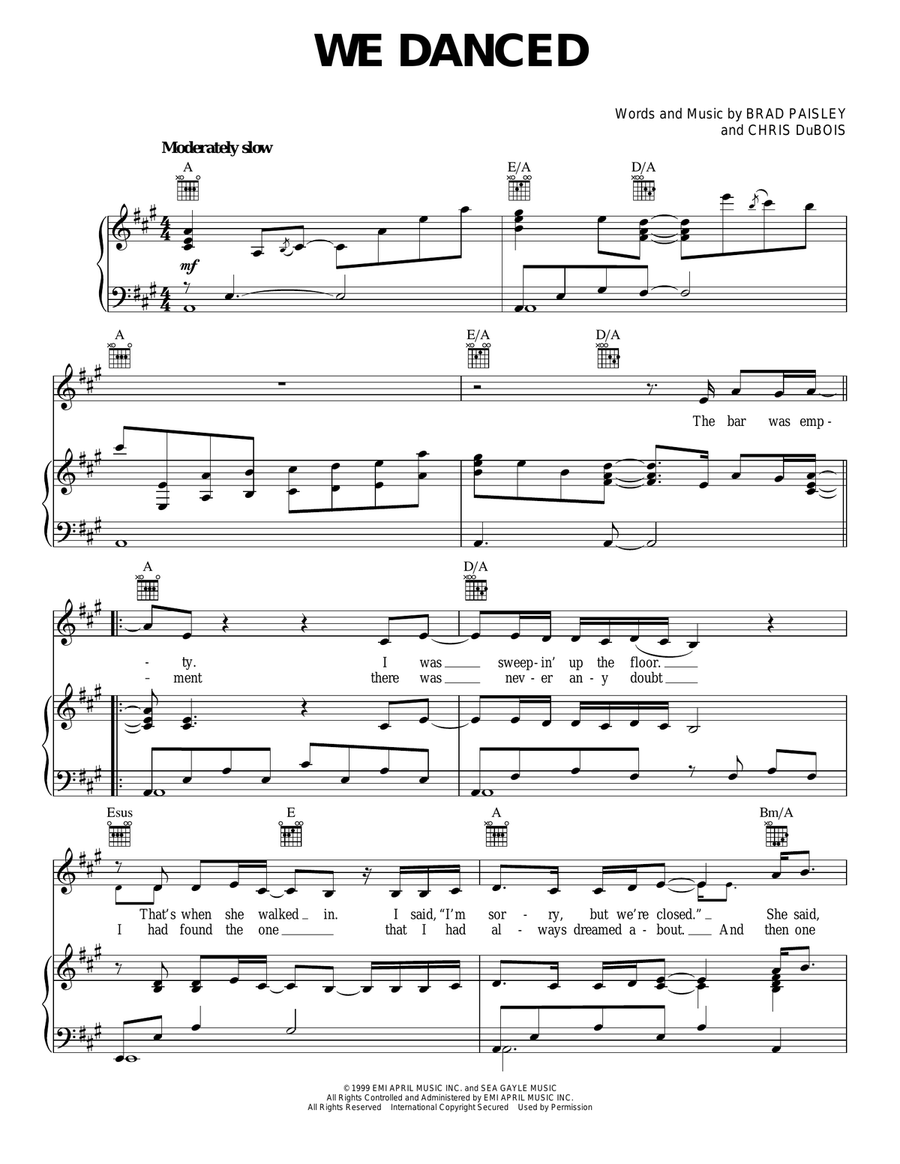 We Danced Piano, Vocal, Guitar scores gallery preview page 1