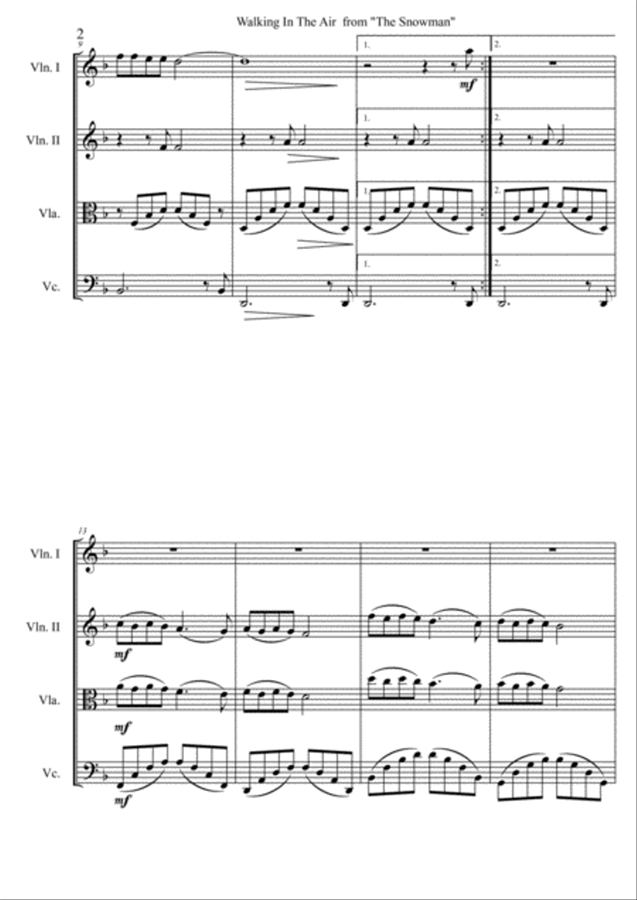 Walking In The Air Walking In The Air String Quartet scores gallery preview page 2