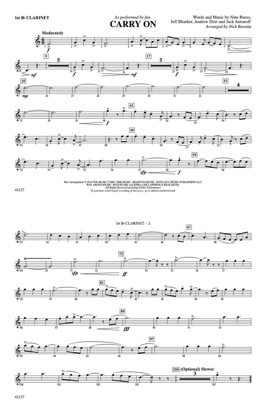 Carry On: 1st B-flat Clarinet