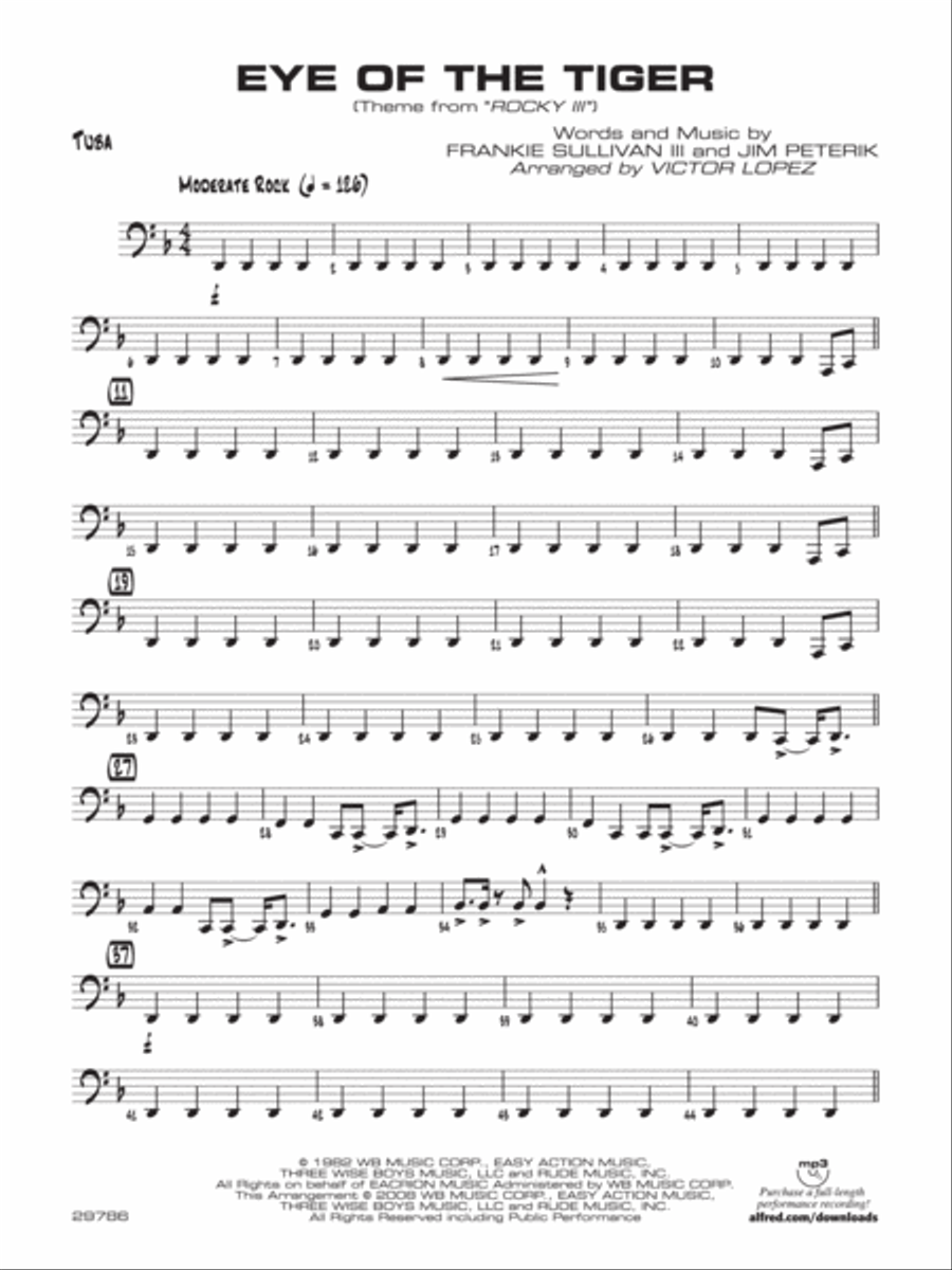 Eye of the Tiger: Tuba Jazz Ensemble scores gallery preview page 1