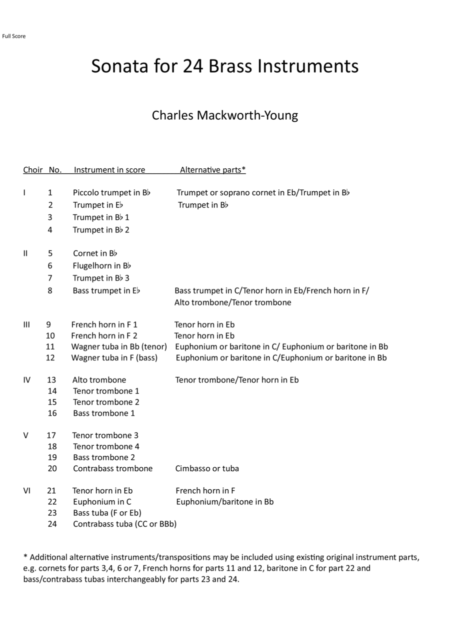 Sonata for 24 Brass Instruments Brass Ensemble scores gallery preview page 1