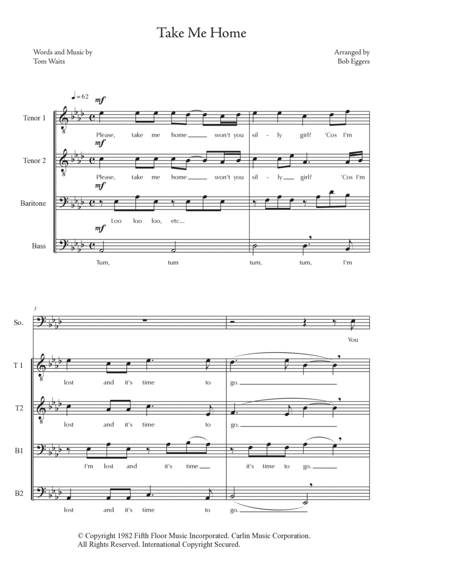 Take Me Home TTBB scores gallery preview page 1