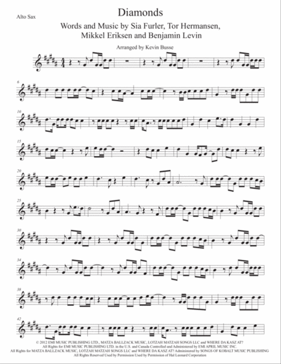 Diamonds Alto Saxophone scores gallery preview page 1