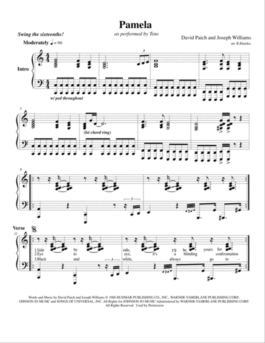 Pamela Pamela Piano Solo scores gallery preview page 1