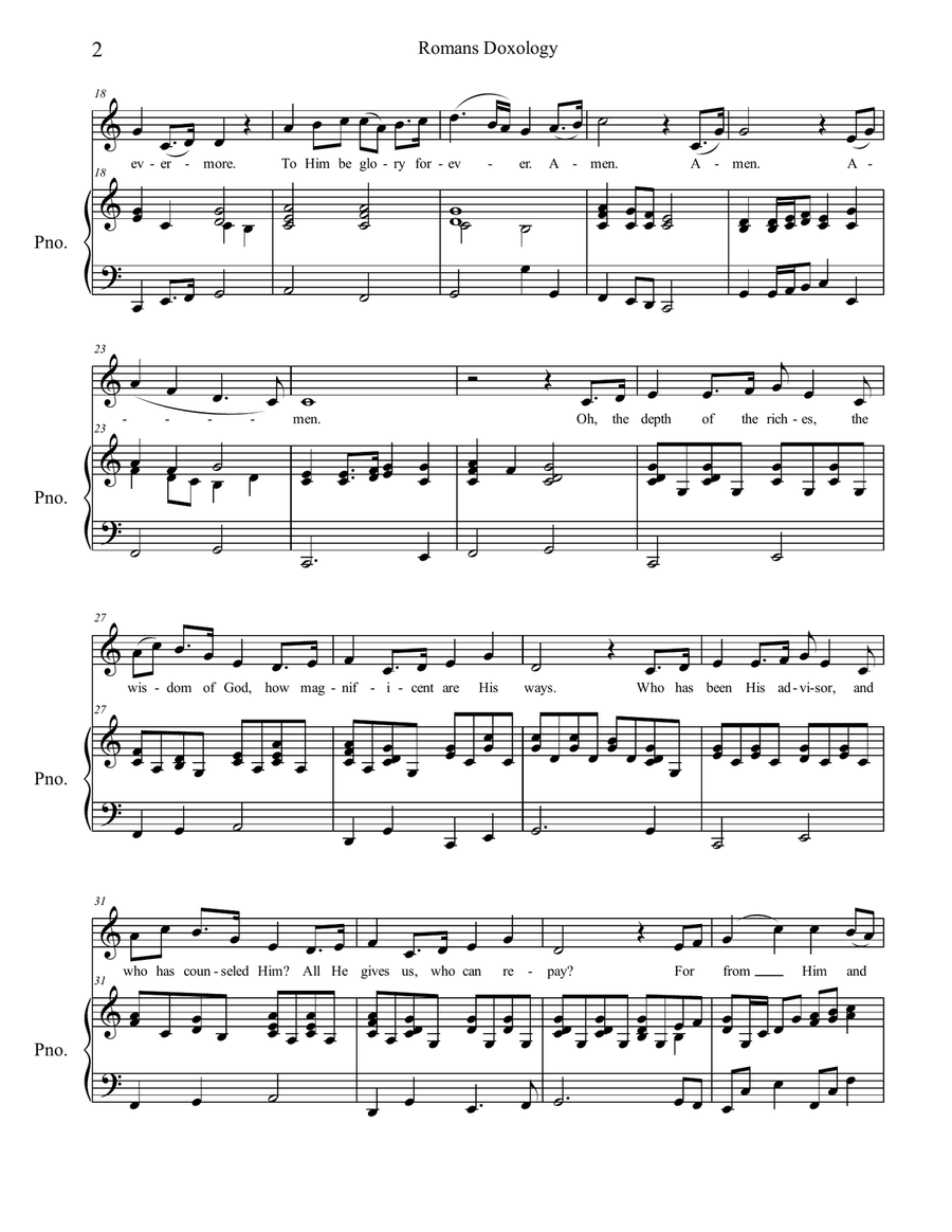 Romans Doxology Unison Choir scores gallery preview page 2