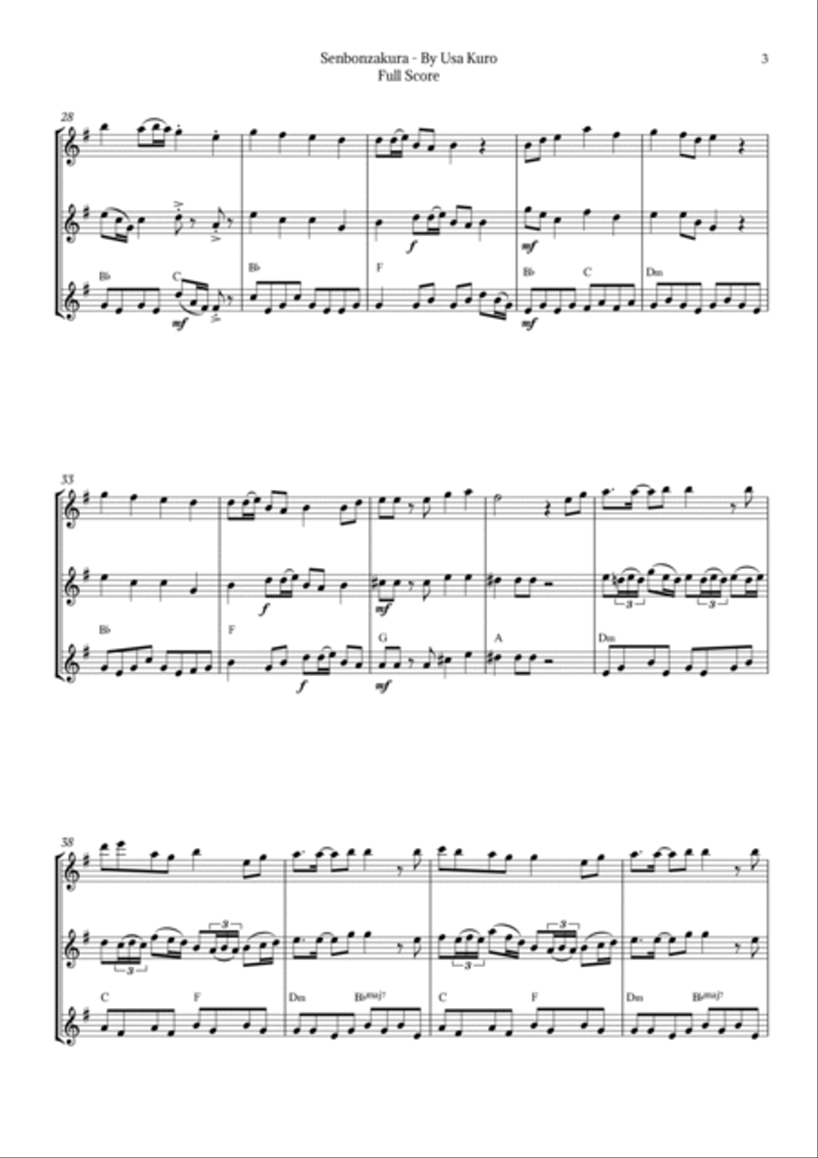 Senbonzakura Woodwind Trio scores gallery preview page 3