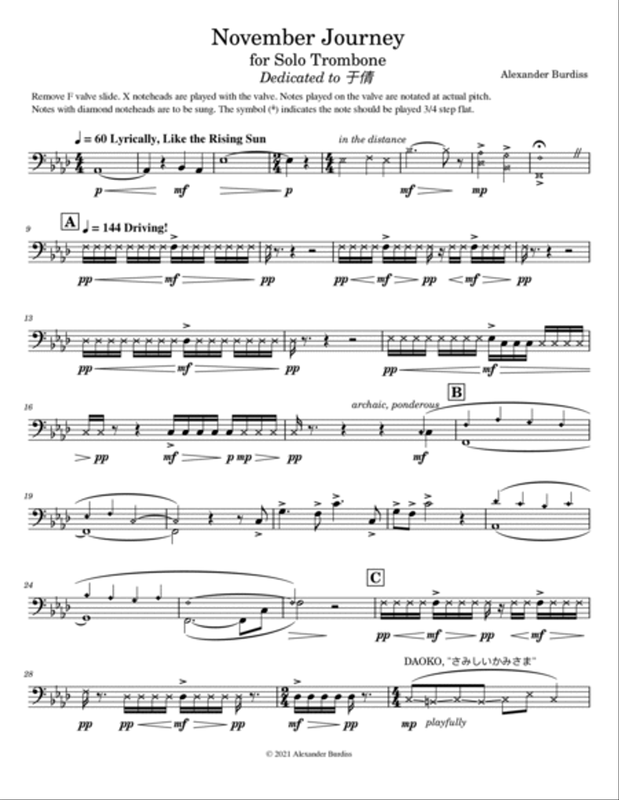 November Journey Trombone Solo scores gallery preview page 2