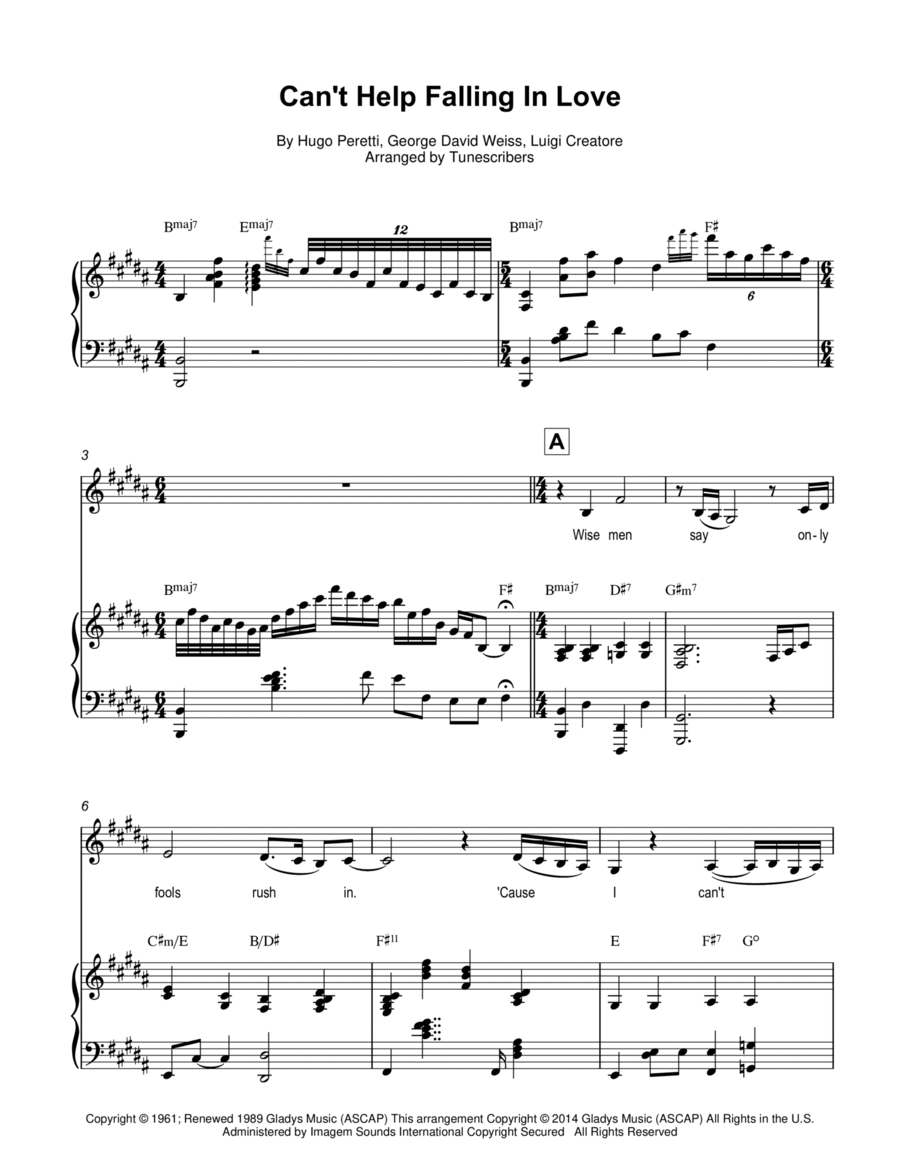 Can't Help Falling In Love Voice scores gallery preview page 1