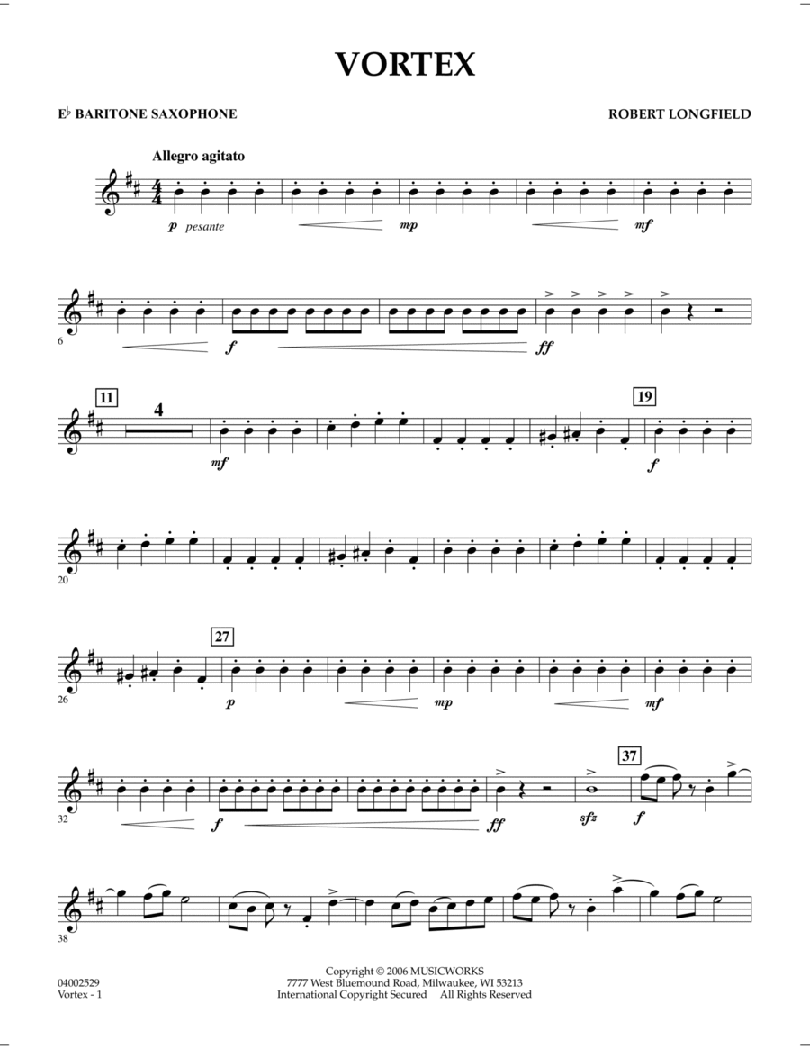Vortex - Eb Baritone Saxophone Baritone Saxophone scores gallery preview page 1
