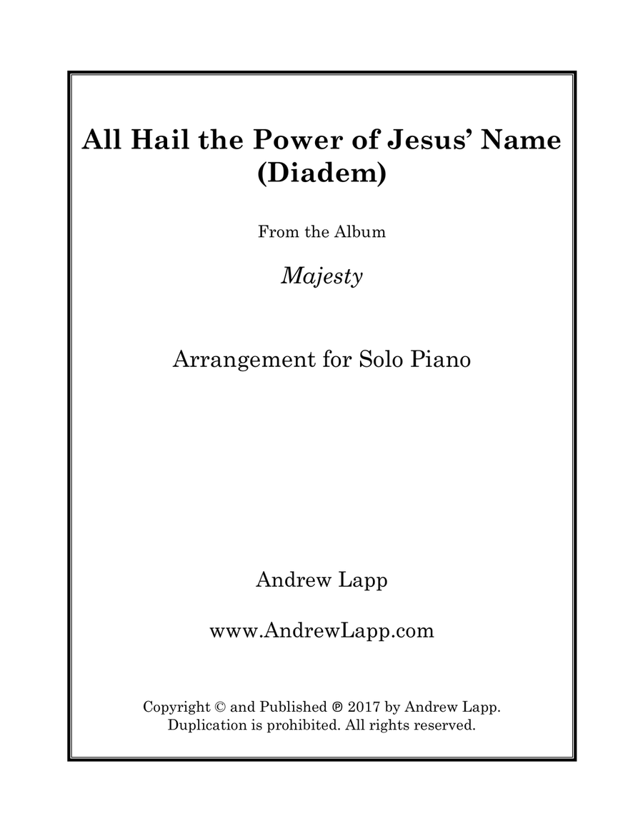 All Hail the Power of Jesus' Name (Diadem) - Solo Piano Piano Solo scores gallery preview page 1