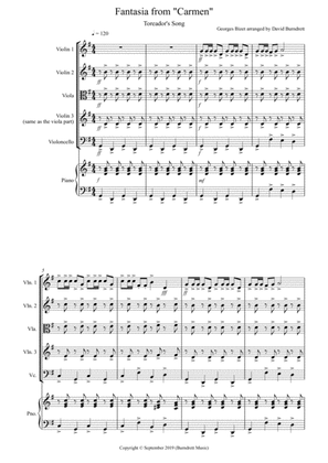 Book cover for Toreador's Song (Fantasia from Carmen) for String Quartet