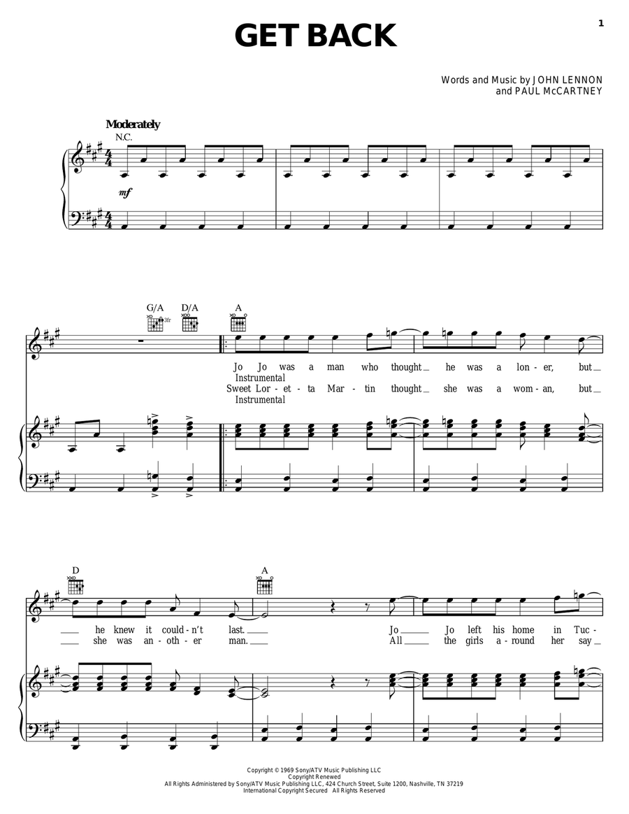 Get Back Acoustic Guitar scores gallery preview page 1