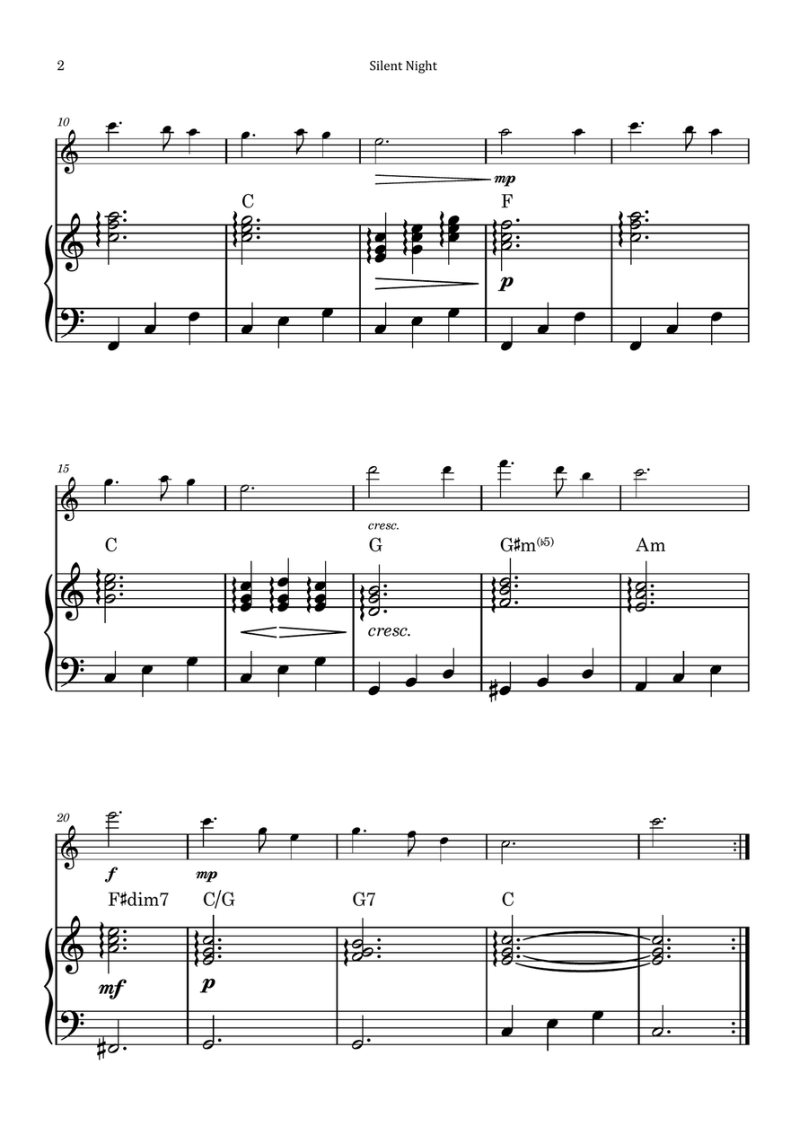 Silent Night Piano scores gallery preview page 2