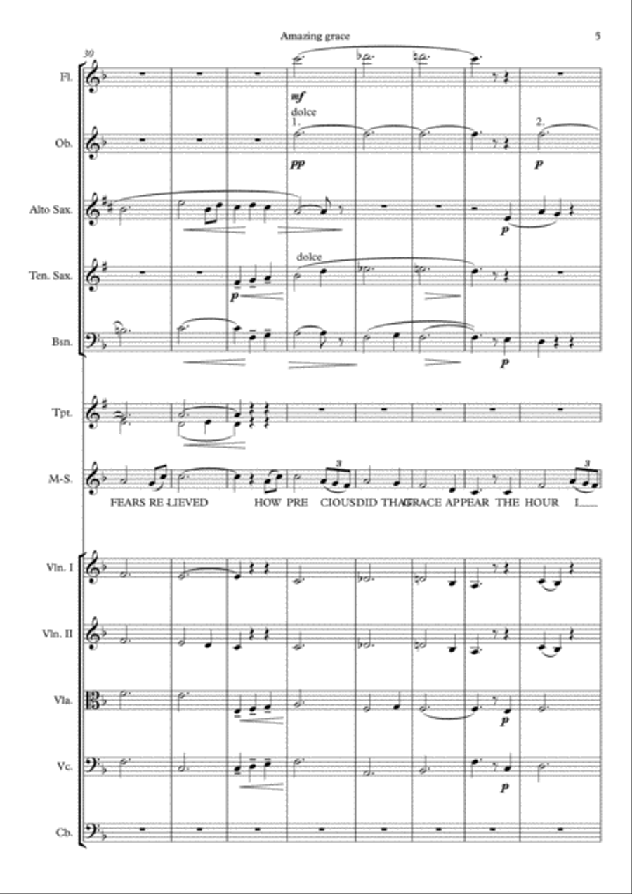 Amazing Grace Full Orchestra scores gallery preview page 5