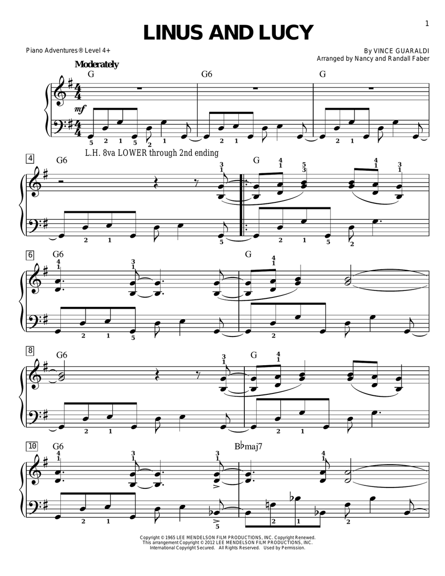 Linus and Lucy Piano Method scores gallery preview page 1
