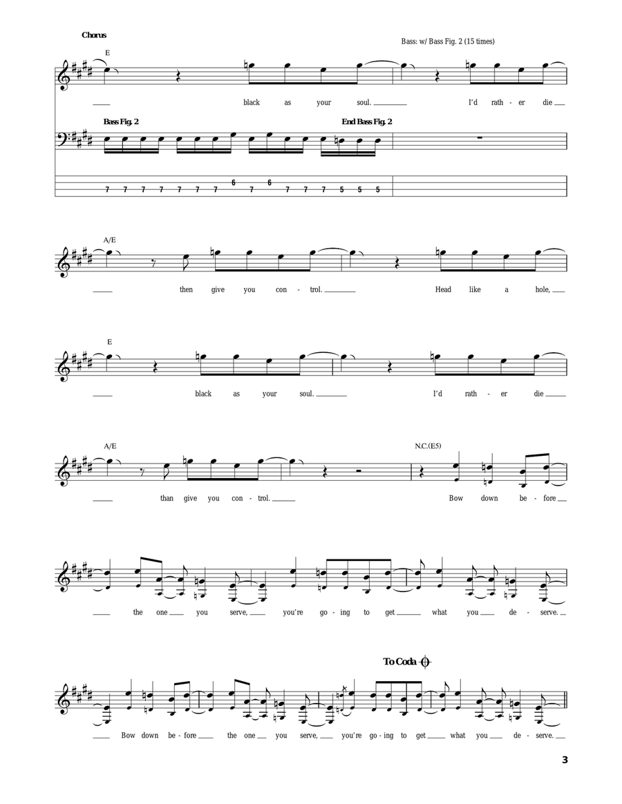 Head Like A Hole Bass Guitar Tablature scores gallery preview page 3